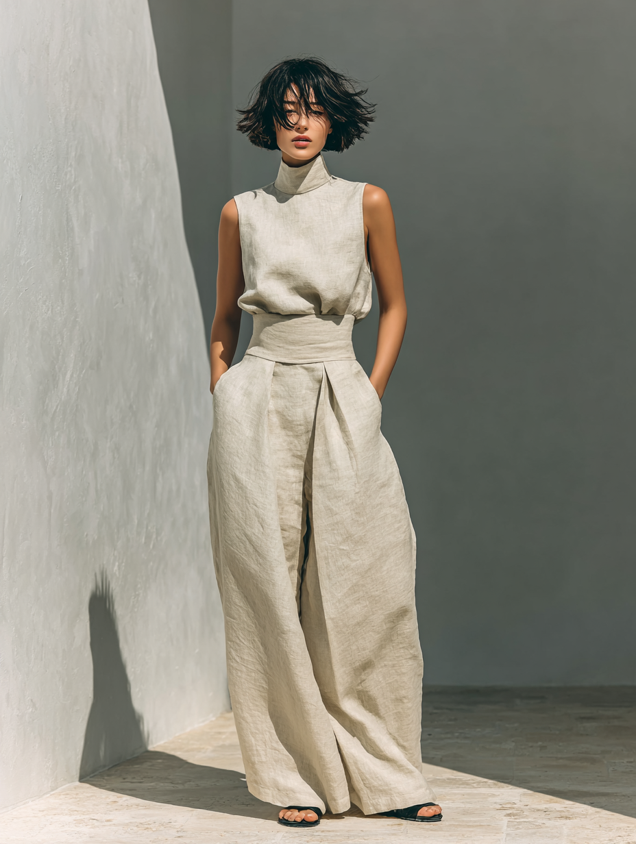 Desiree | Minimalist Tank Top & Wide-Leg Pants Set