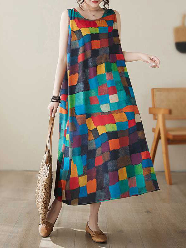 Belle | Dress With Colourful Squares