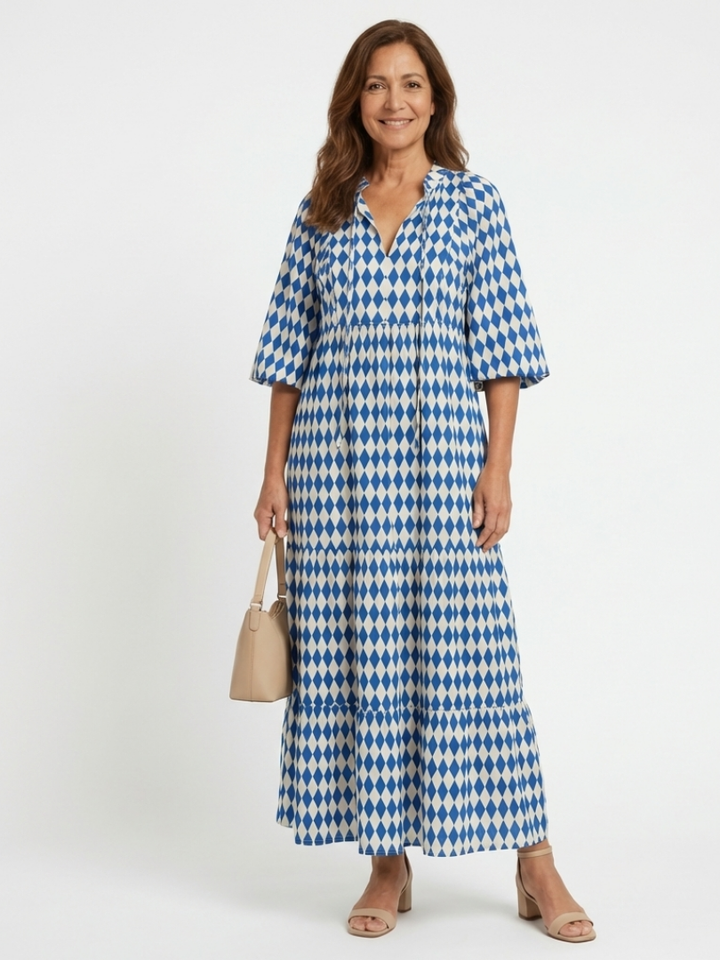 Sara | Diamond Print Maxi Dress