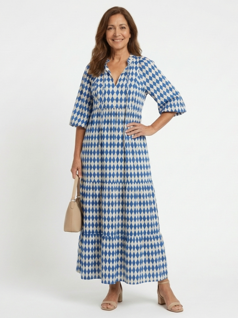 Sara | Diamond Print Maxi Dress
