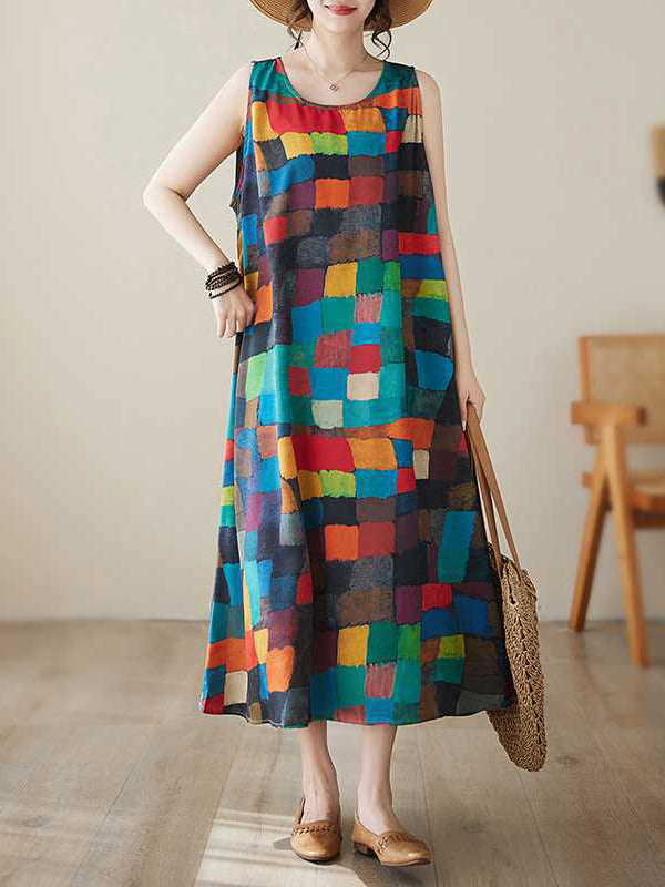 Belle | Dress With Colourful Squares