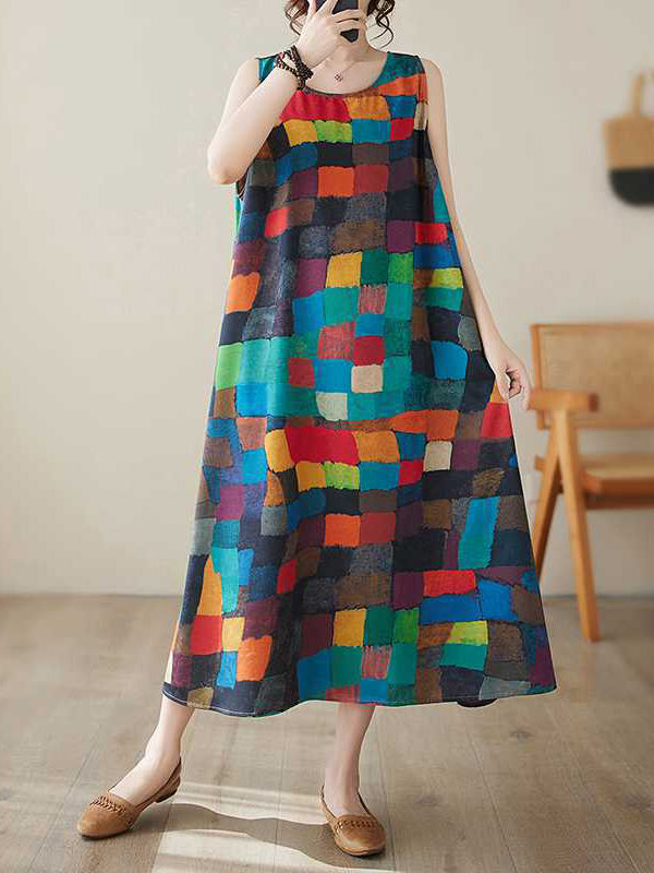 Belle | Dress With Colourful Squares