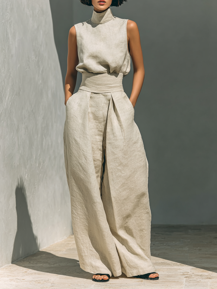 Desiree | Minimalist Tank Top & Wide-Leg Pants Set