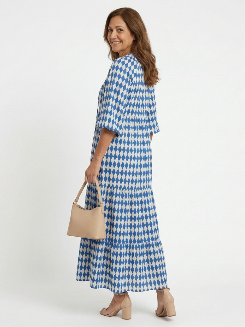 Sara | Diamond Print Maxi Dress