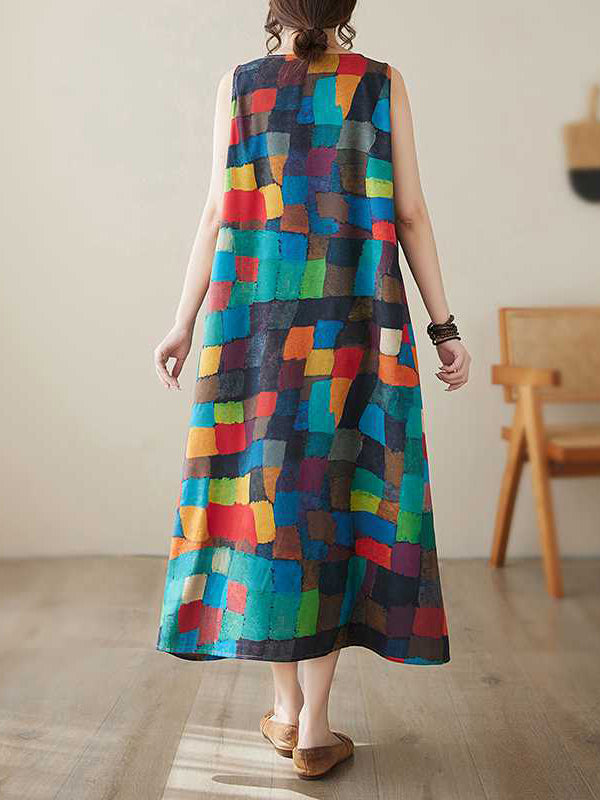 Belle | Dress With Colourful Squares