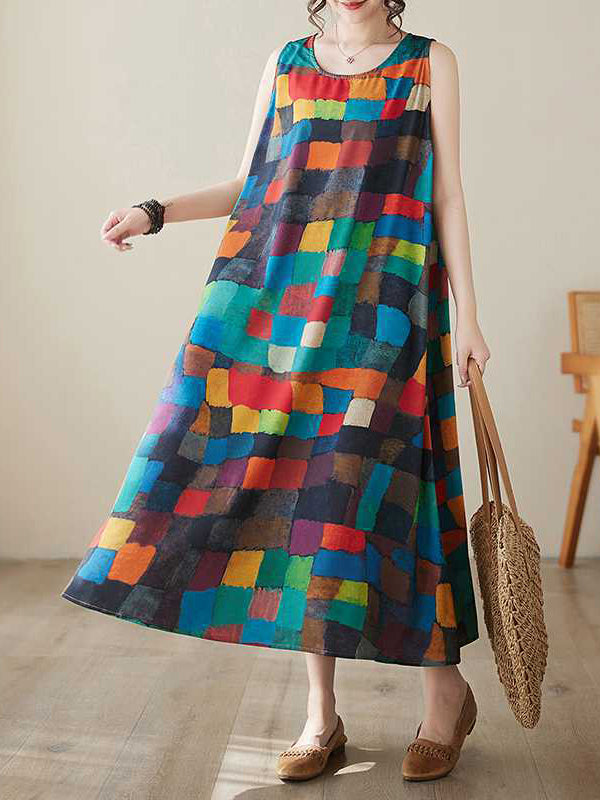 Belle | Dress With Colourful Squares