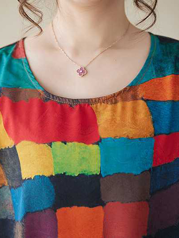 Belle | Dress With Colourful Squares