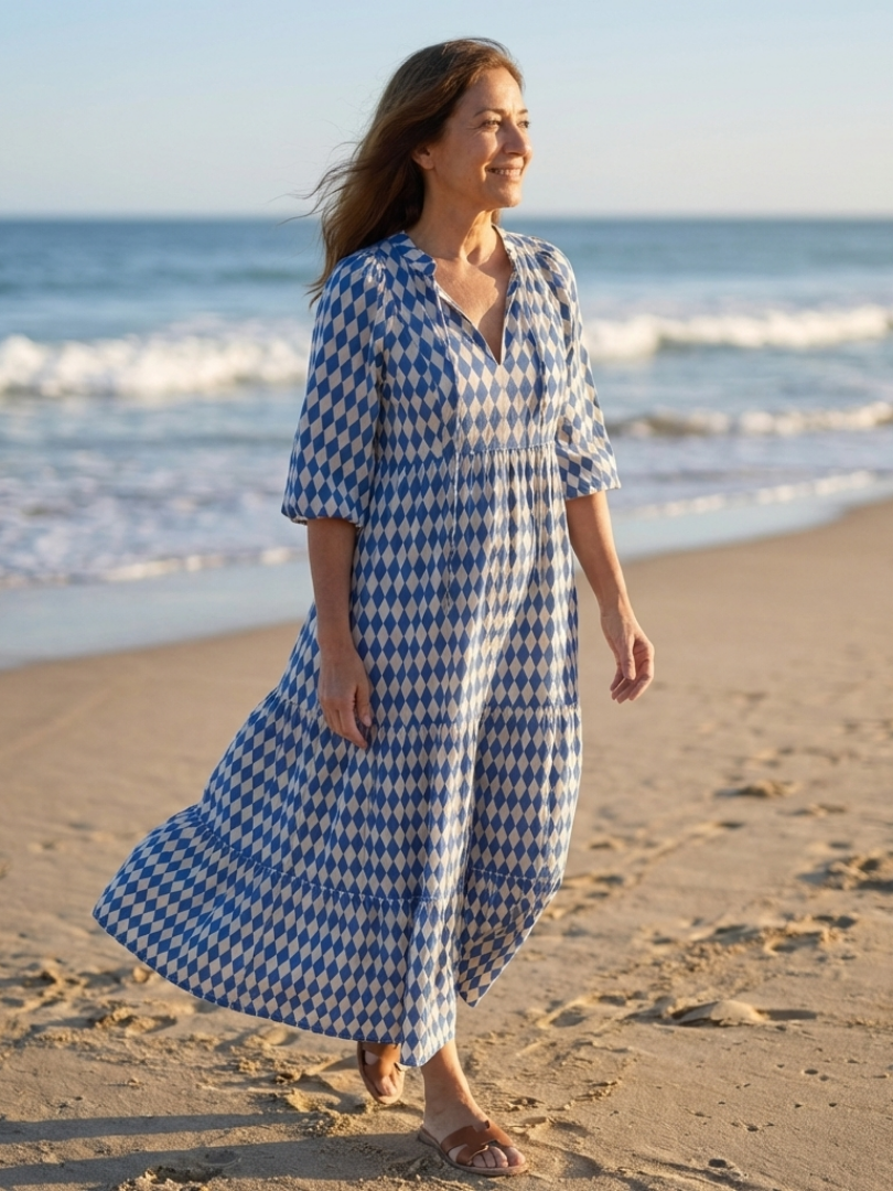 Sara | Diamond Print Maxi Dress