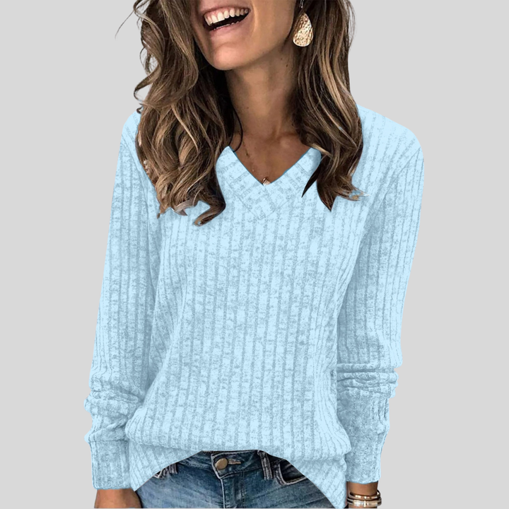 DEMI - Comfy V-Neck Long Sleeve Top