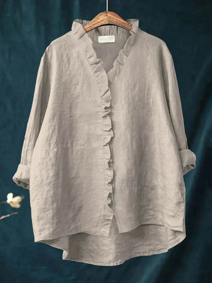 Lily | Cotton Linen Ruffled Blouse