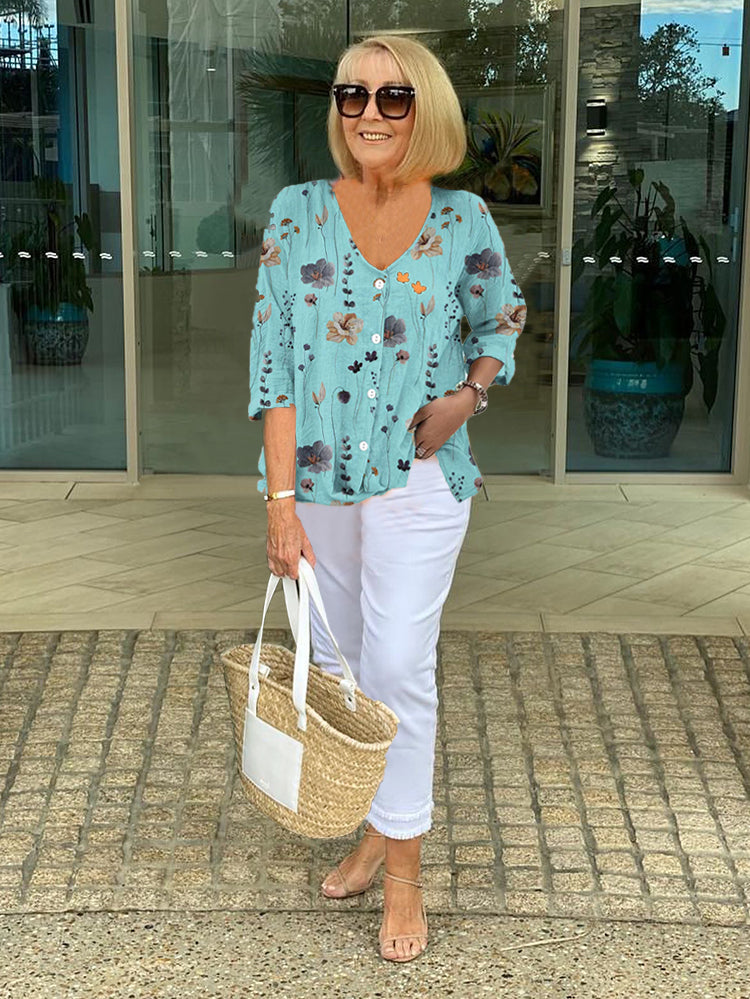 Alisa | Elegant Floral Tummy-Coverage Blouse