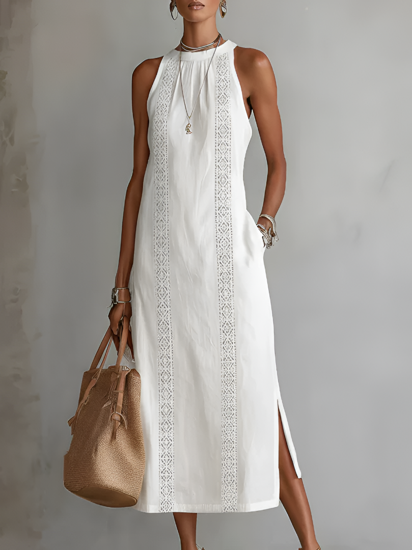 Cecilia | Midi Dress With a Mandarin Collar