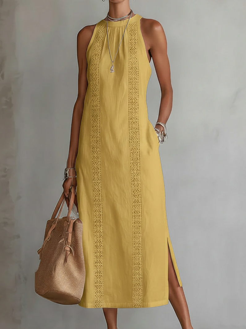 Cecilia | Midi Dress With a Mandarin Collar