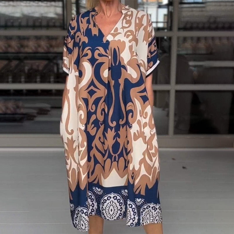 Evelora | Printed Midi Dress