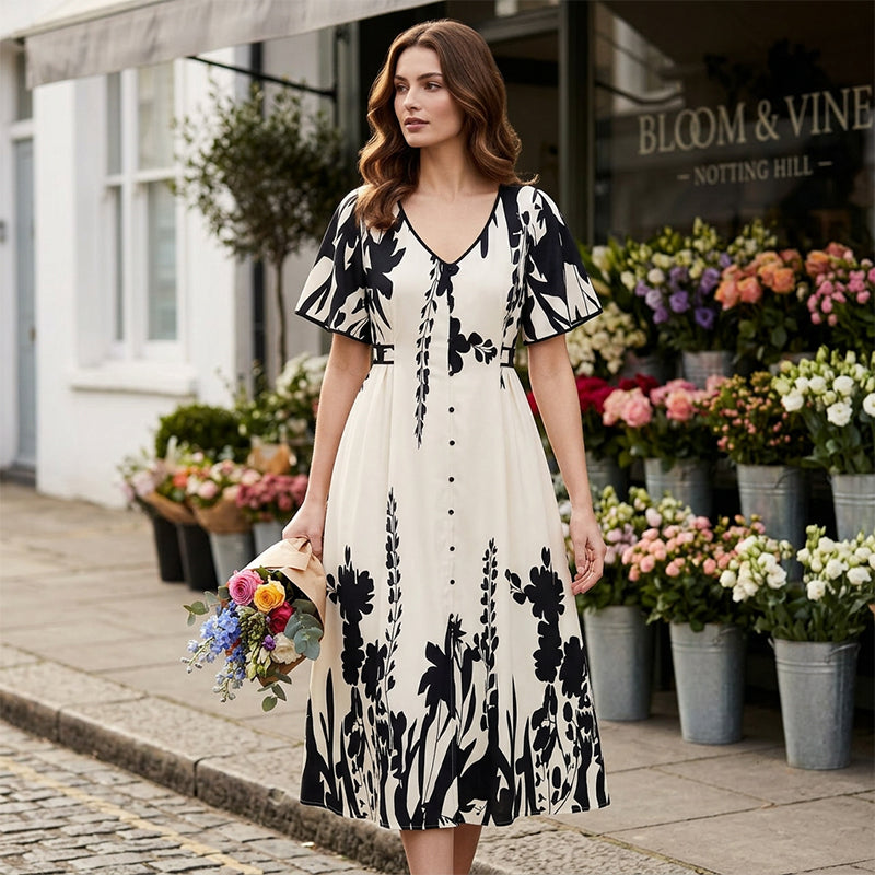 Julavie | Botanical Midi Dress